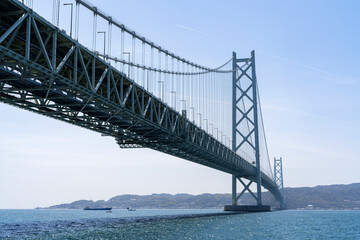 [兵庫県]晴天の明石海峡大橋（本州側）