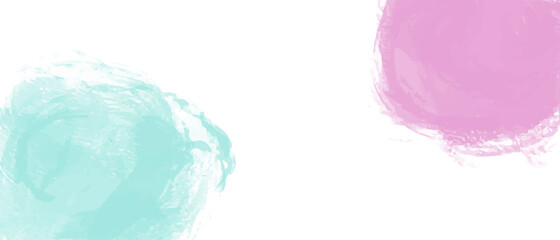 Obraz premium Light watercolor colorful hand drawn circle vector illustration background. Pink, blue, web banner, header, copy space, cool, isolated white background,