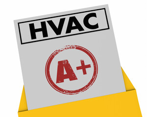 HVAC Report Card Evaluation Heating Air Conditioning Repair Tune-up 3d Illustration