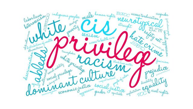 Privilege animated word cloud on a white background.