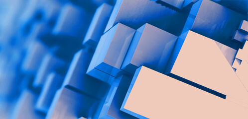 abstract 3d rendering of blue stacked boxes background texture