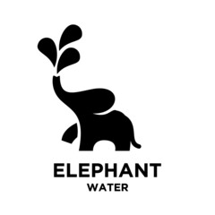 simple songkran elephant with water vector icon black logo illustration design isolated background