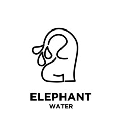 simple songkran elephant with water vector icon black line logo illustration design isolated background