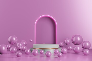 Premium minimal podium studio pink background for product display. Abstract Background Scene 3d Render for product advertise.