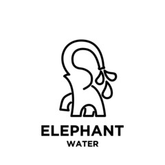 simple songkran elephant with water vector icon black line logo illustration design isolated background