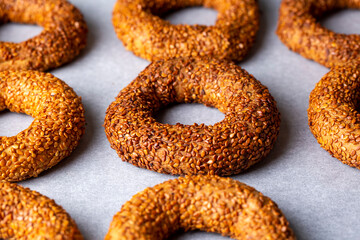 Turkish Bagel with sesame seeds. Turkish name; Kandil simidi