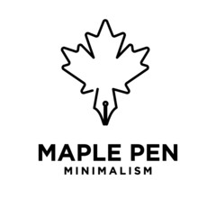 maple pen concept pen and maple leaf logo vector illustration icon design isolated background