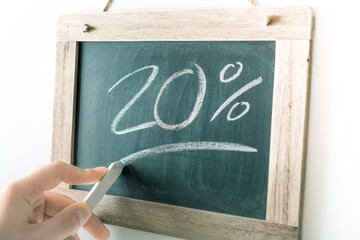 20 Percent Handwritten With Chalk On A Blackboard