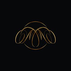 Luxury elegant signature monograms letters MM logo design vector template