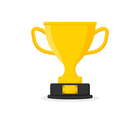 Fototapeta premium Trophy golden cup. Winner cup in flat style. Prize champion. Vector icon.