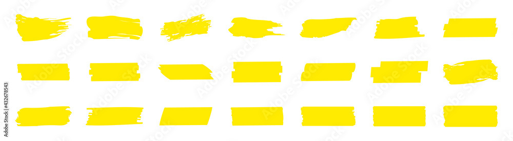 Fototapete highlight marker lines. marker yellow strokes. hand drawn marker strokes. text marker stripes. text 