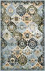 Fototapeta na wymiar Carpet bathmat and Rug Boho Style ethnic design pattern with distressed woven texture and effect 