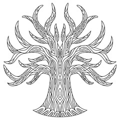 Hand drawn of tree in zentangle style