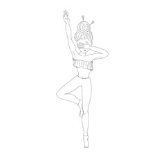 yoga girl ink liner drawing