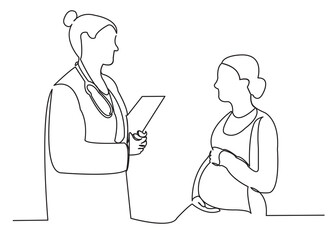 the doctor speaks with the pregnant woman