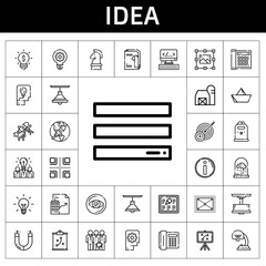 idea icon set. line icon style. idea related icons such as idea, real estate, graphic design, telephone, lamp, brain, menu, thinking, magnet, catalogue, target, vision