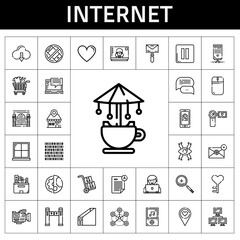 internet icon set. line icon style. internet related icons such as server, mail, camcorder, laptop, carousel, network, mouse, turntiles, shopping cart, placeholder, cloud computing