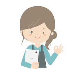 タブレットを持った女性