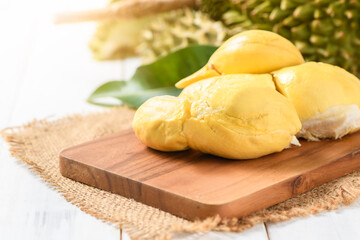 Chani Kai Durian or Durio zibthinus murray on wood plate,