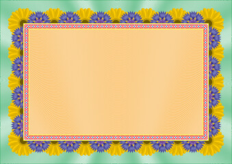 Vector template for cards, congratulations, diplomas, certificates and other. Flowers theme. 