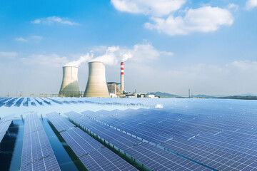 Cooling tower and photovoltaic panel of power station