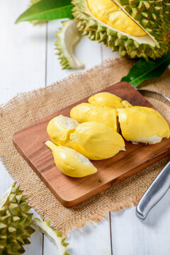 Chani Kai Durian or Durio zibthinus murray on wood plate,