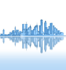 Obraz na płótnie Canvas modern city panorama sketch 3d rendering