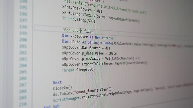 Web, application and software developement. Programming code on a monitor.