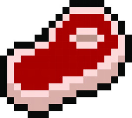 Pixel raw meat - vector, isolated