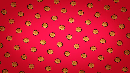 Pixel Chinese mooncake pastries on red background - high res 4K wallpaper