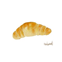 Watercolor of Croissant isolated on white background 