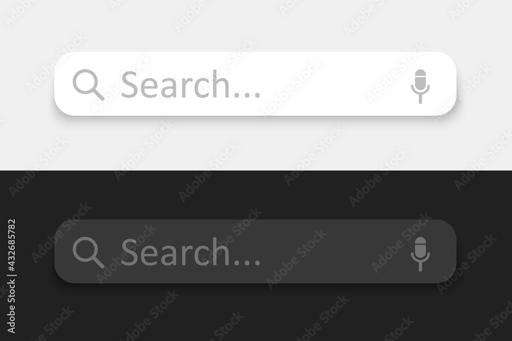 Leinwandbilder search bar web page internet browser button in white and black colors, 3d render, search box templat