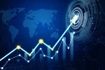 Upward arrow moving toward a button virtual