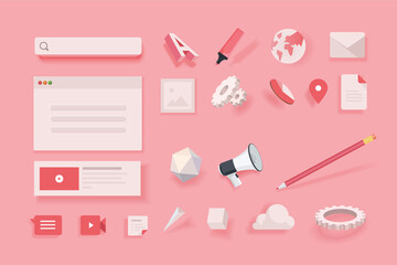 Web elements for website design and development. Vector illustration concepts pack for social media, business and marketing.