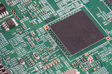 Microcontroller pcb. Close up printed circuit board of an electronic device