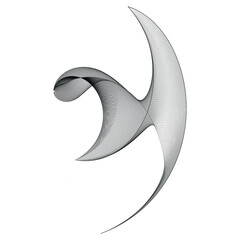 Obraz premium Black and white intersecting lines, twisted mesh element isolated on white. Whimsical drawings of various shapes. Graphics.