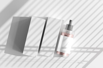 Isolated Cosmetic Cream Bottle with Box 3D Rendering