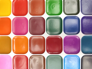 Color palette for painting. Colored watercolor. Make up.