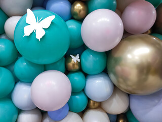 Background with colorful balls. Party with balloons for the holiday.
