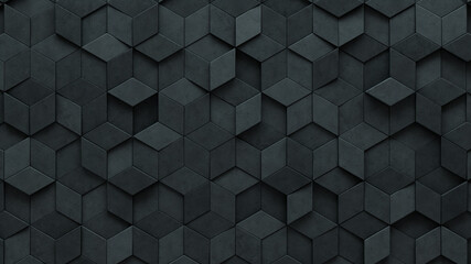 Polished, Concrete Wall background with tiles. 3D, tile Wallpaper with Futuristic, Diamond shaped blocks. 3D Render