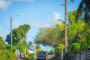 Pick up truck in Guadeloupe countryside