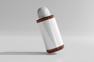 Isolated Amber Glass Cosmetic Bottle 3D Rendering