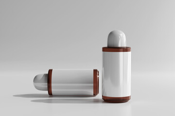 Isolated Amber Glass Cosmetic Bottle 3D Rendering