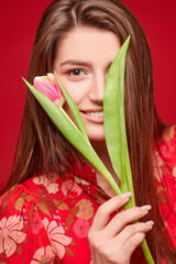 one tulip flower