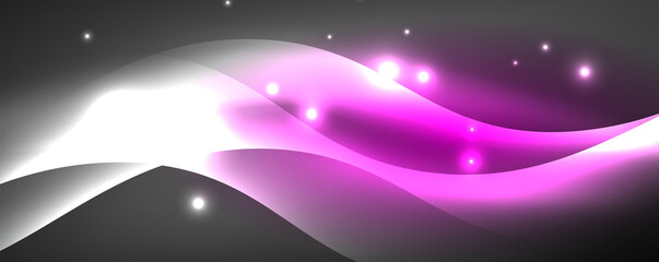 Shiny glowing neon wave, light lines abstract background. Magic energy and motion concept. Vector wallpaper template