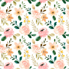 Watercolor rose flower seamless pattern