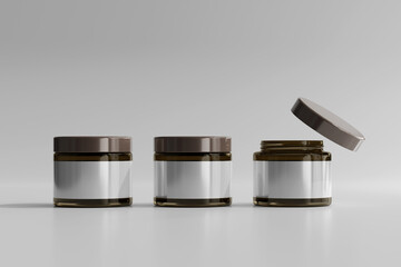 Isolated Amber Glass Cosmetic Jar 3D Rendering
