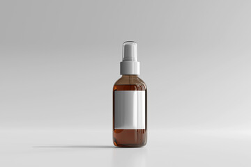 Isolated Amber Glass Cosmetic Spray Bottle 3D Rendering