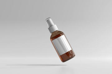 Isolated Amber Glass Cosmetic Spray Bottle 3D Rendering