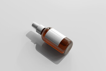 Isolated Amber Glass Cosmetic Spray Bottle 3D Rendering